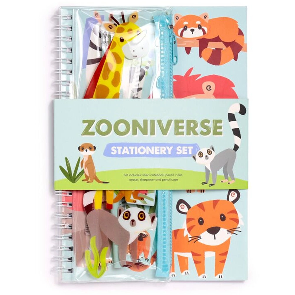 Puckator Zooniverse Ring Bound Notepad + Pencil Case - 6 Pieces