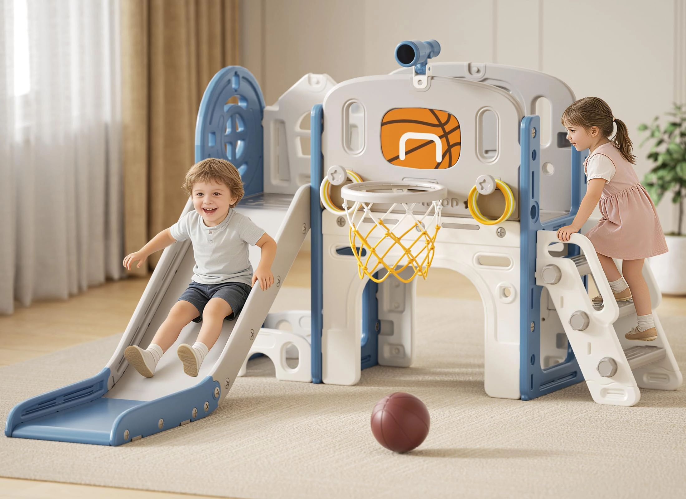 8 in 1 Toddler Slide Set - Blue Gley 60.2"L x 73.2"W x 43.7"H