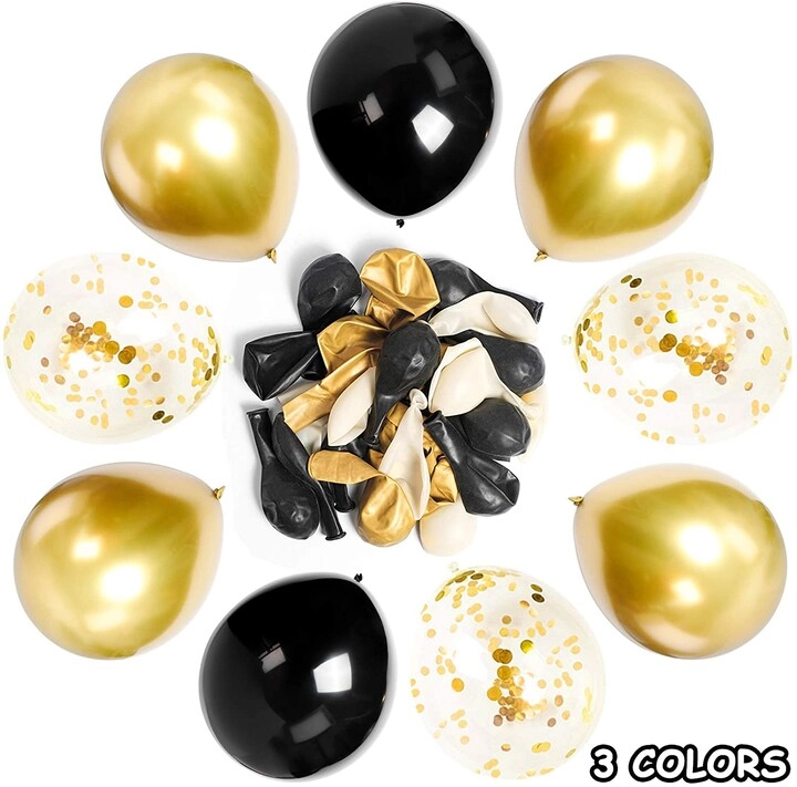 Latex and Confetti Balloons Set - 50-Pieces Birthday