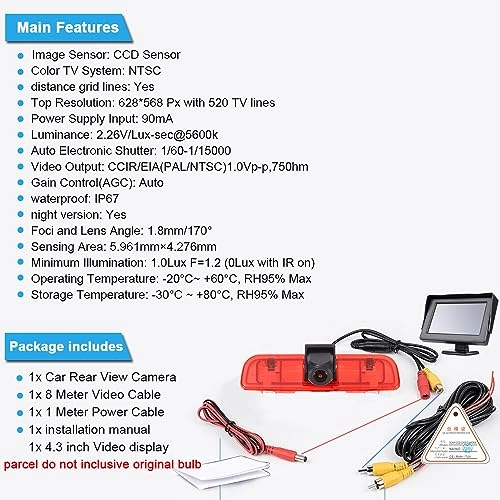 Car Mirror Monitor - 4.3 inch + Rear View Camera - 1280 x 720