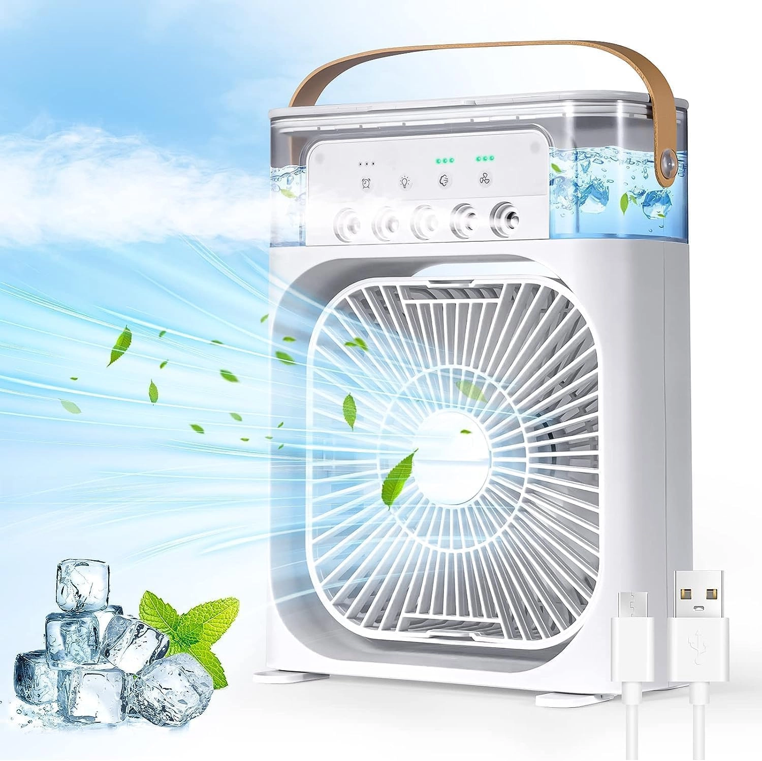 RADIOTRONICS Portable Air Conditioner - 700ml USB 7 LED Light