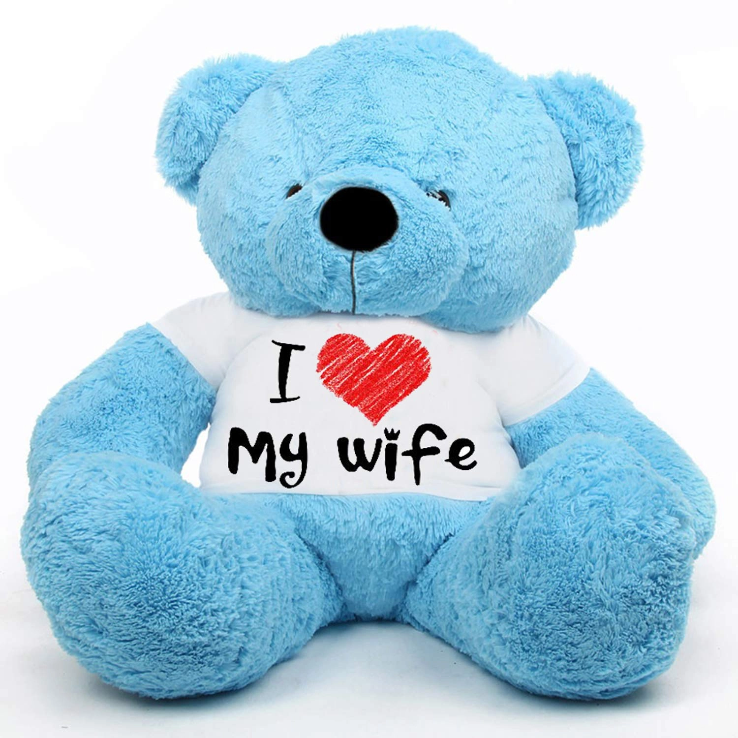 6 feet Blue_T Shirt_ I love m wife Teddy Bear - 53 cm Blue I Love My Wife T-Shirt