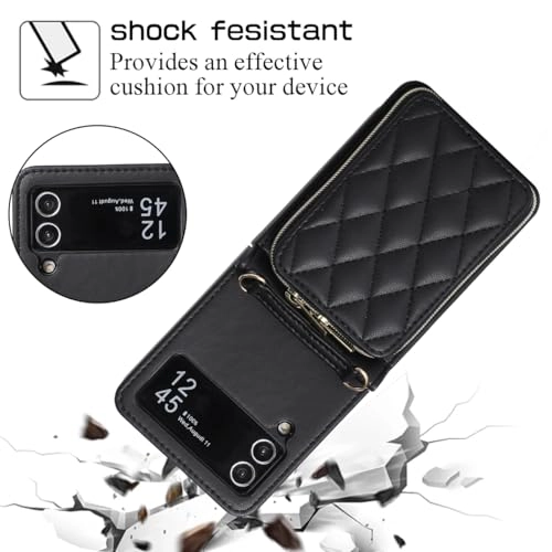 Miagon Case - Faux Leather Zipper Purse Wallet Phone Cover for Samsung Galaxy Z Flip4