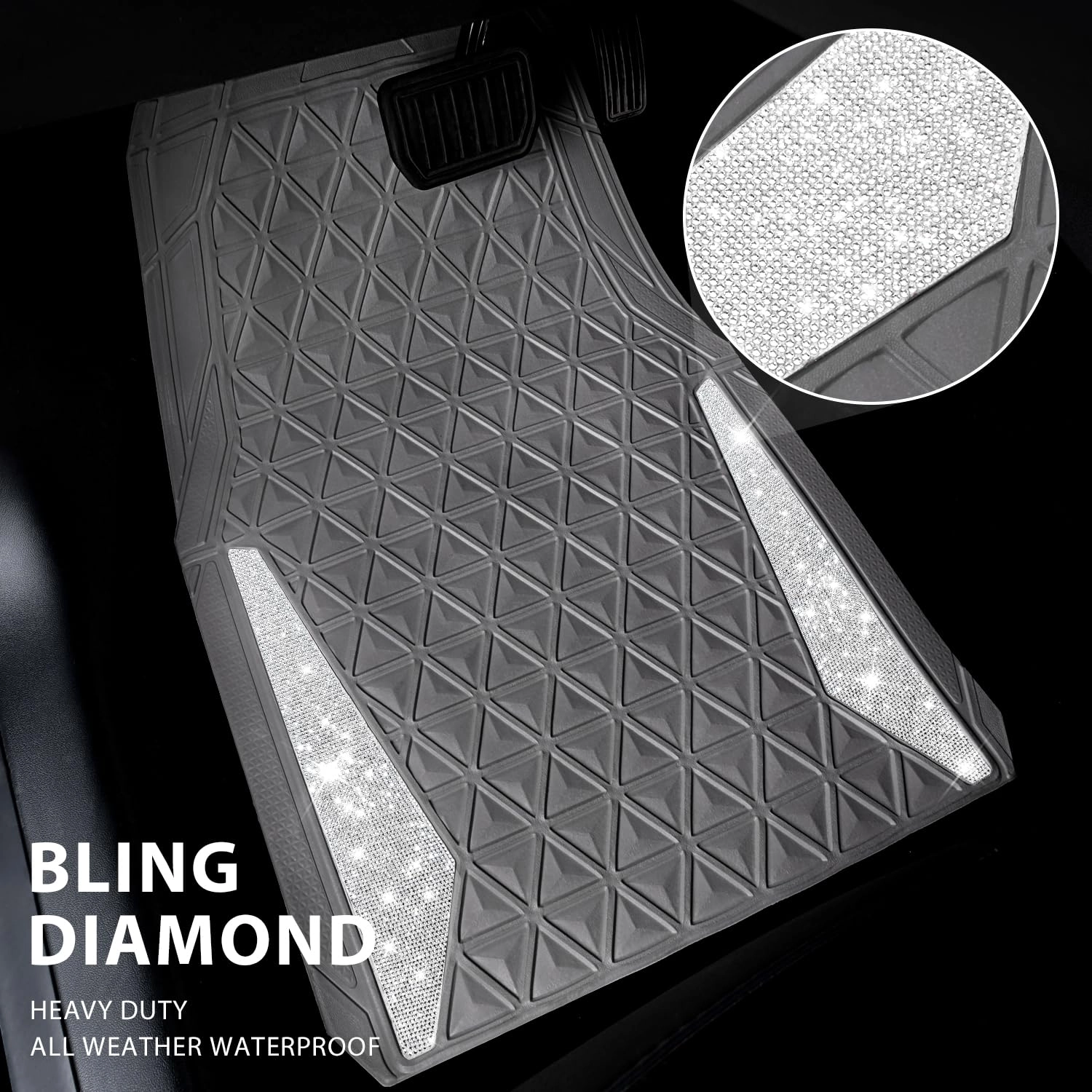 Bling Diamond Car Mats - 4.0 Count Universal Fit