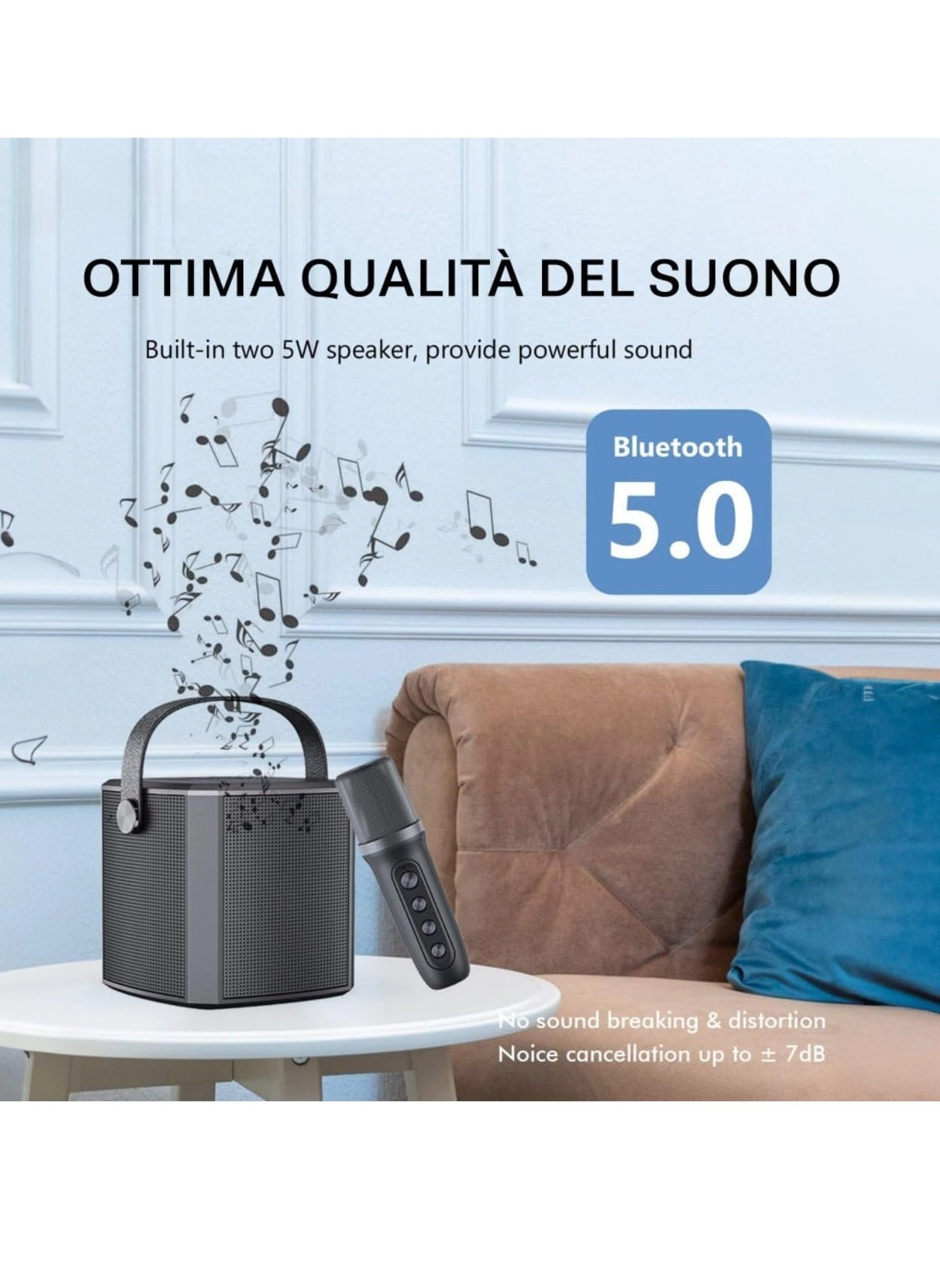 Portable Bluetooth Karaoke Speaker - Rechargeable wireless microphone Type-C charging TF Card support