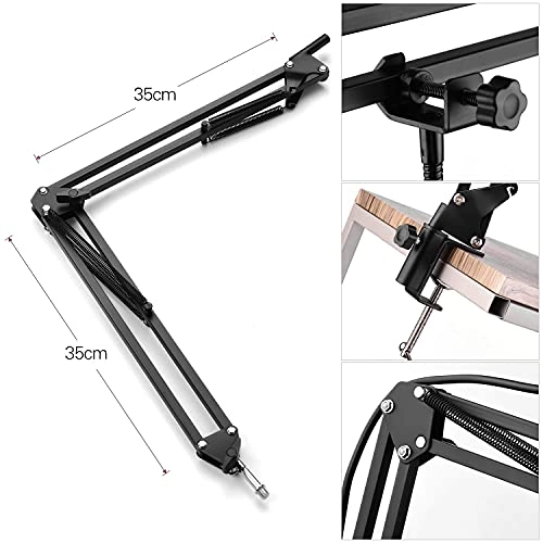 Condenser Microphone + Mic Windscreen + Shock Mount + Adjustable Suspension Scissor Arm Stand + Mounting Clamp + Filter + Audio Cable XLR Microphone