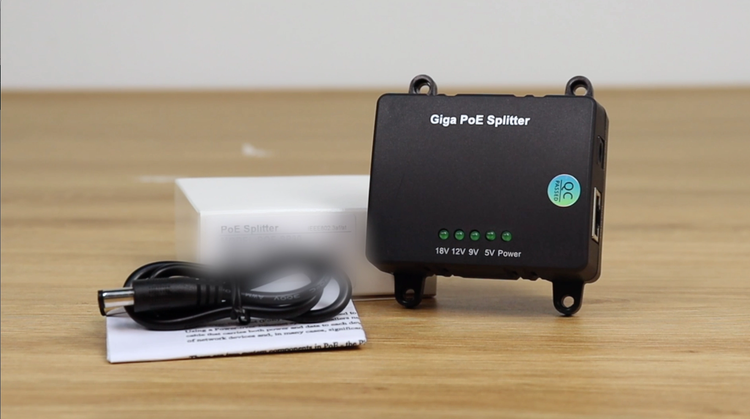 30W Gigabit PoE Splitter - 5/9/12/18V IEEE802.3af/at