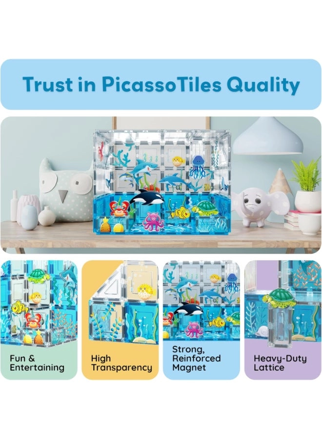 Magnetic Tiles Aquarium Marine Animal Set - Sea Creature Figures 52 pcs