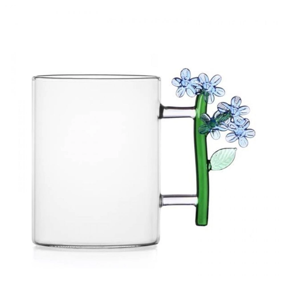 ICHENDORF Light Blue Flower Glass Mug