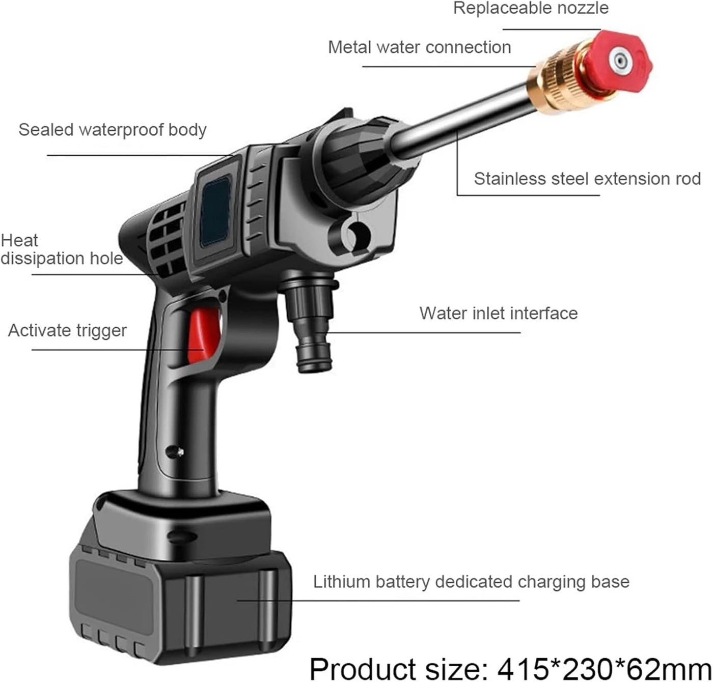Cordless Electric Pressure Washer - 50Bar 20000mAh Foam Generator