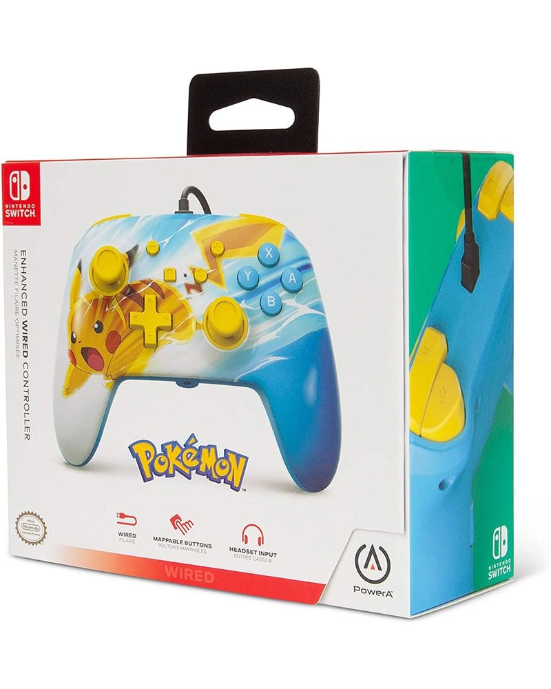 Pikachu Charge Pokémon Enhanced Wired Controller - Switch