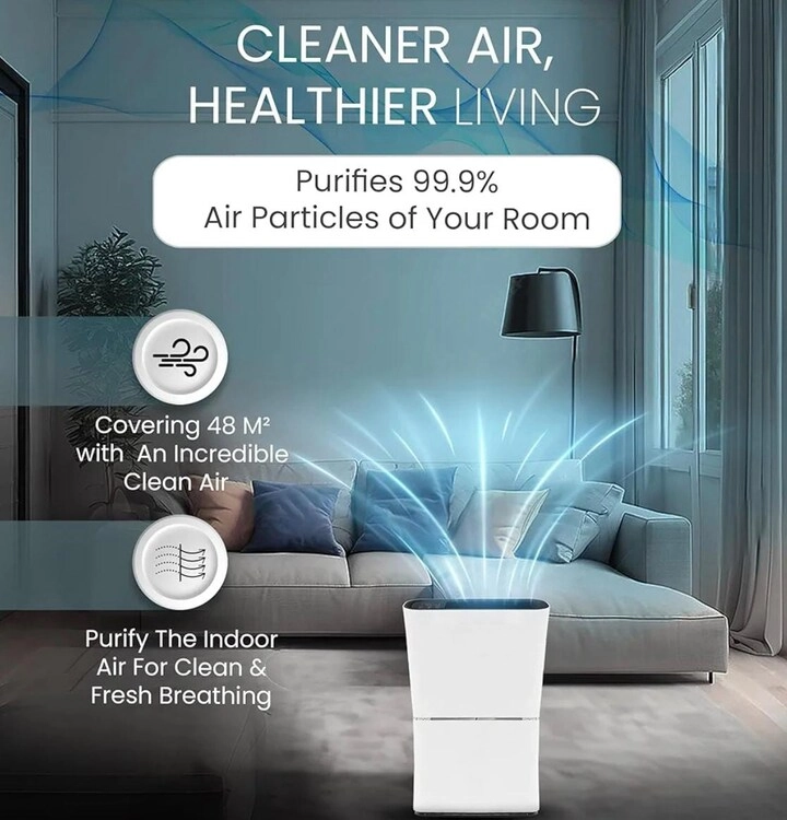 Air Purifier - 48m2 HEPA 3-Stage