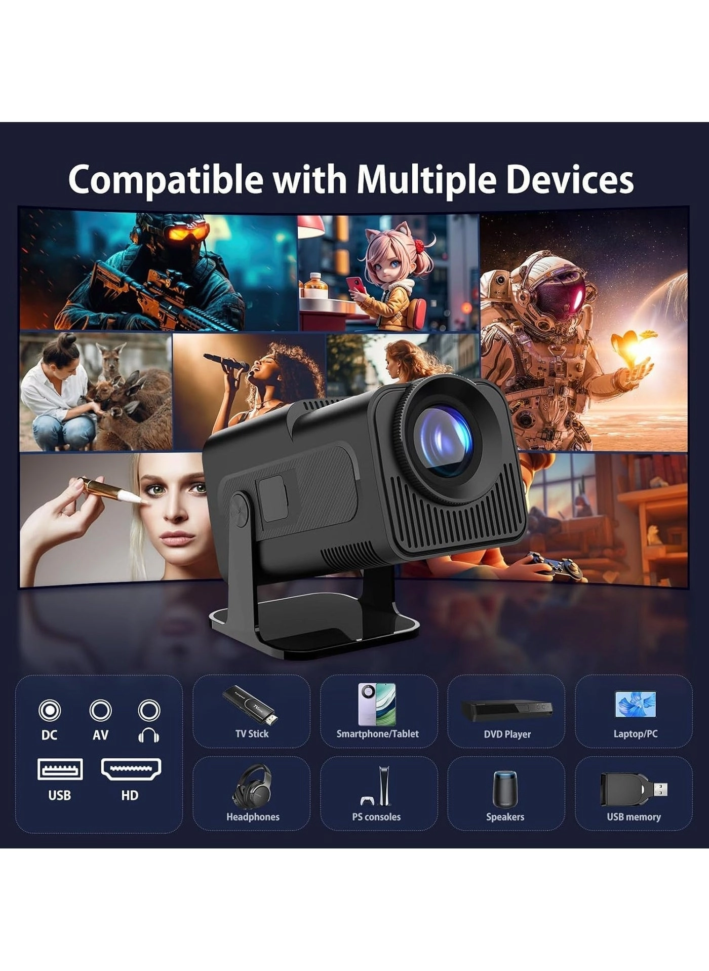 Smart 5G Portable Projector - HD 1080P