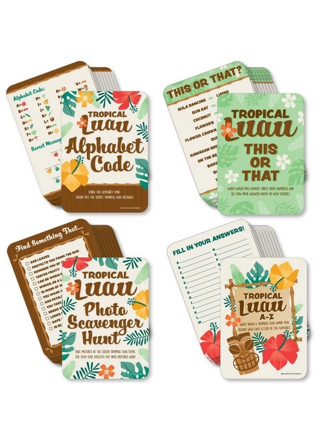 Big Dot of Happiness Tropical Luau 4 - Hawaiian Beach 10 Cards Each Bundle