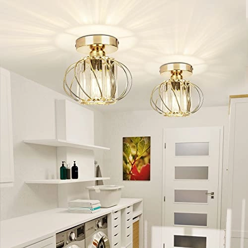 Modern Crystal Ceiling Light - 2 Pack Semi Flush Mount
