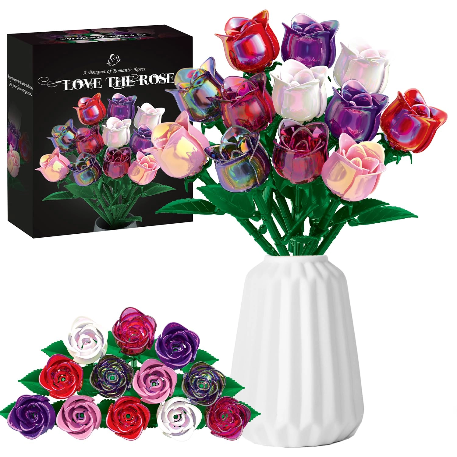BlockPro Rose Flower Bouquet Building Set - 384 pcs