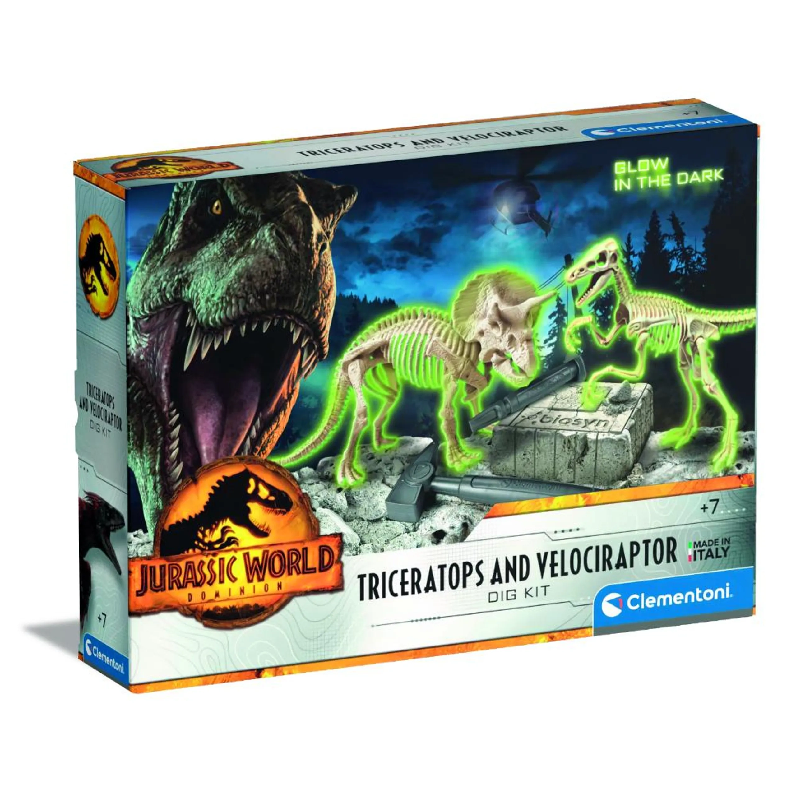 Clementoni Jurassic World Triceratops and Velociraptor Dig Kit - 6 years+