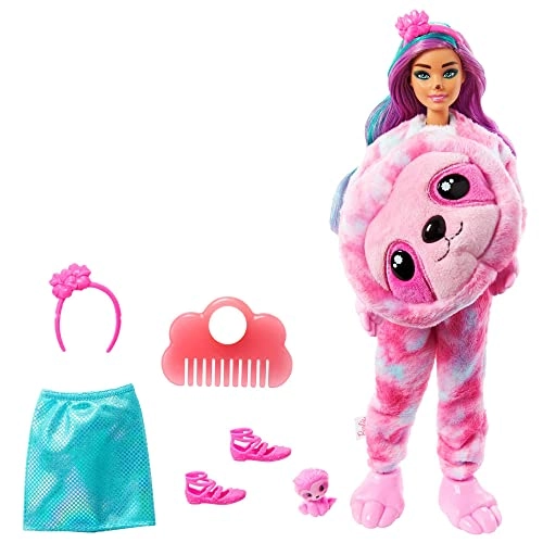 Barbie Cutie Reveal Fantasy Series Doll - Sloth Plush Costume 10 Surprises Ages 3+
