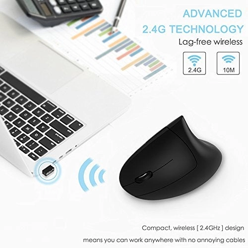 Left Handed Ergonomic Vertical Mouse - Wireless