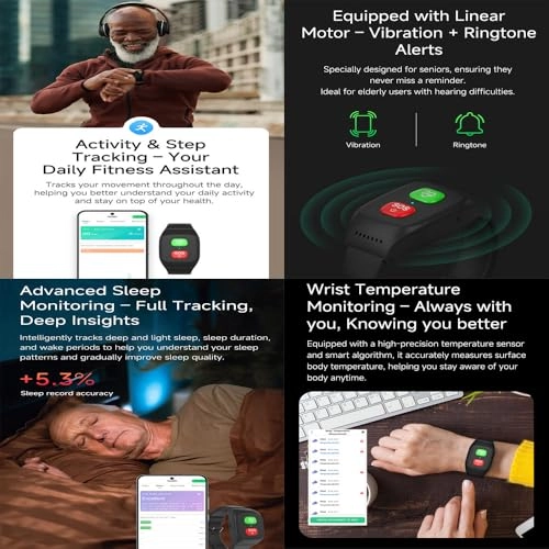 Fall Detection Smart Watch 40.5mm ABS + Silicone