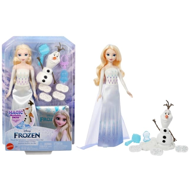 Elsa Fashion Doll - Frozen 2 + Olaf Figure - Snow Dough Stamper Ages 3+