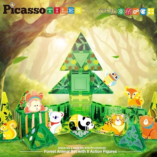 Magnetic Tiles - 8 Character Action Figures Forest Animal 56 pcs