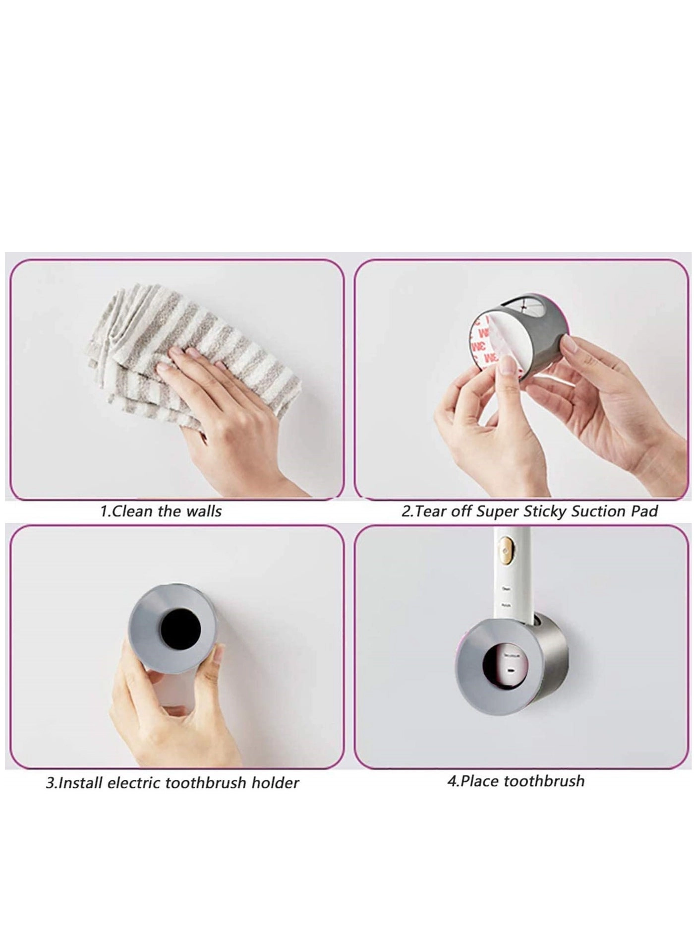 Electric Toothbrush Holder - Wall-Mounted Super Sticky Suction Pad