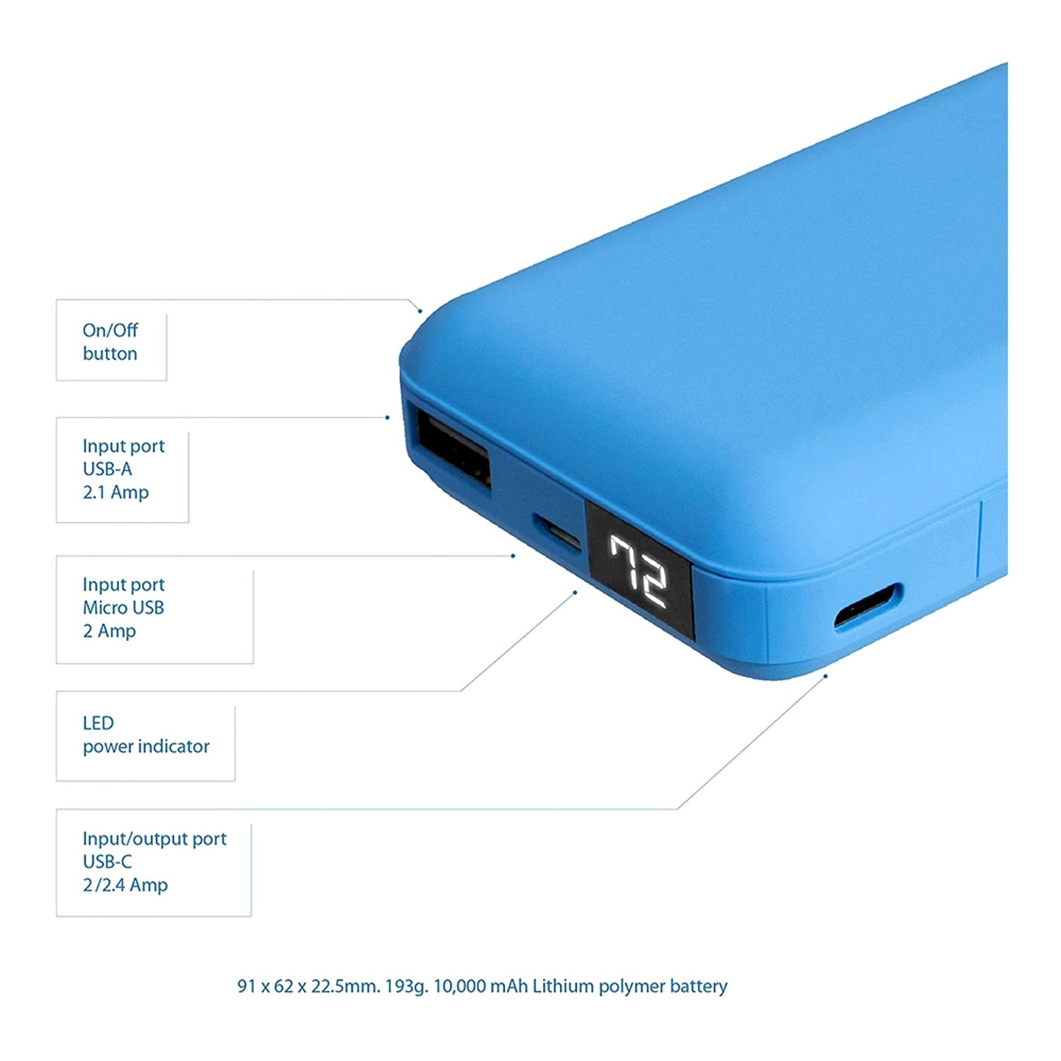 JUI-PBANK-3-XRBLU - 10000mAh 2.4A