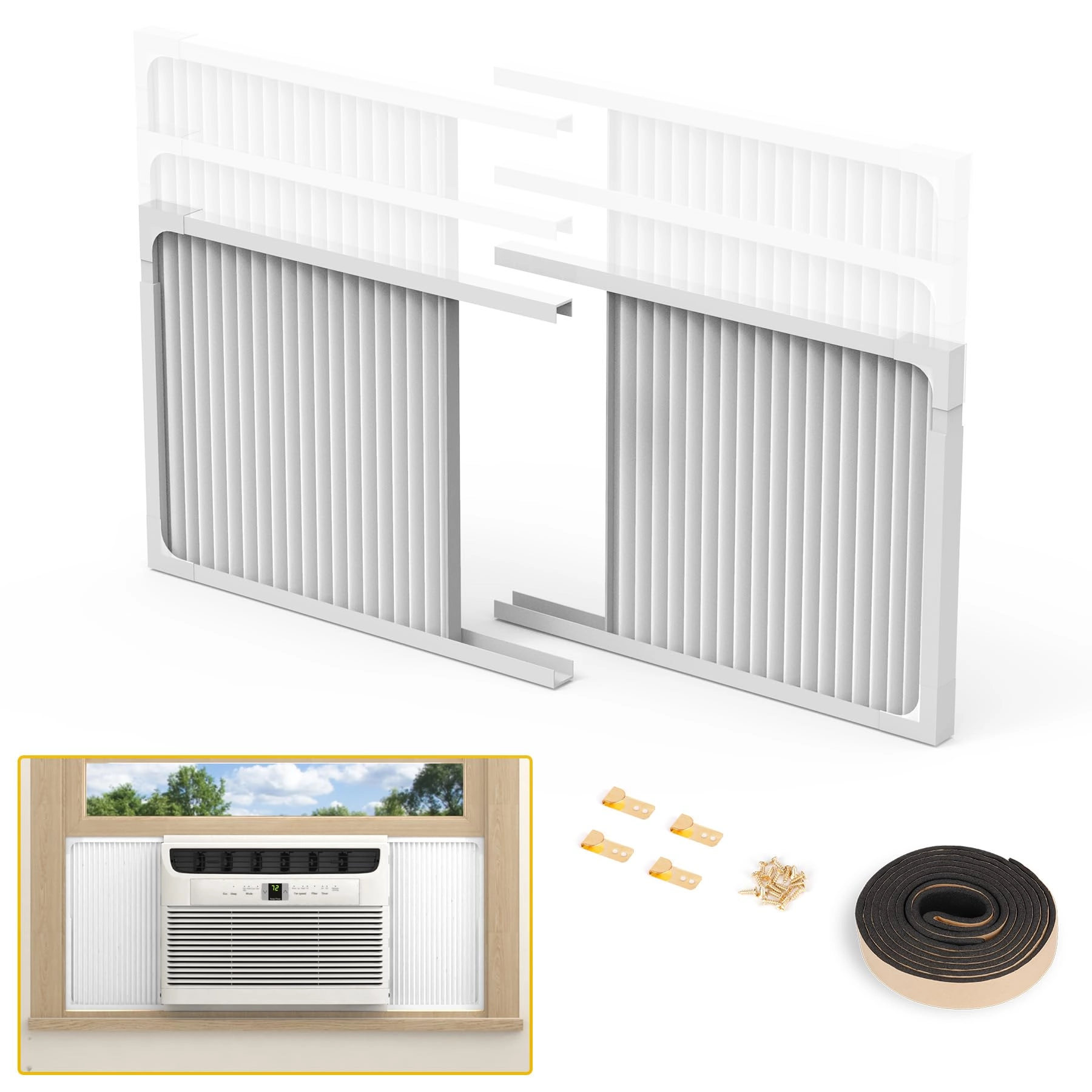 Powrocket Window Air Conditioner Side Panel with Frame - Fits For 14,000-22,000 BTU AC Units Pack