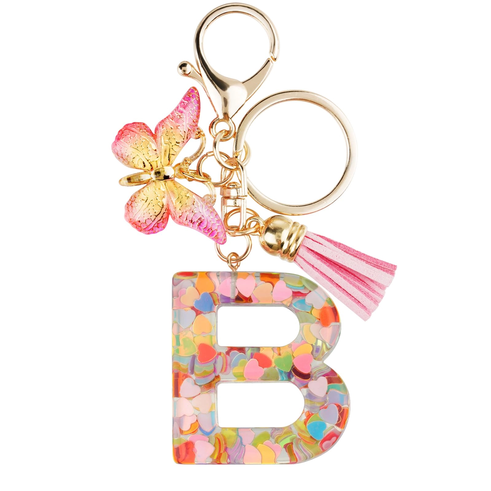 Initial Letter Keychain - Butterfly