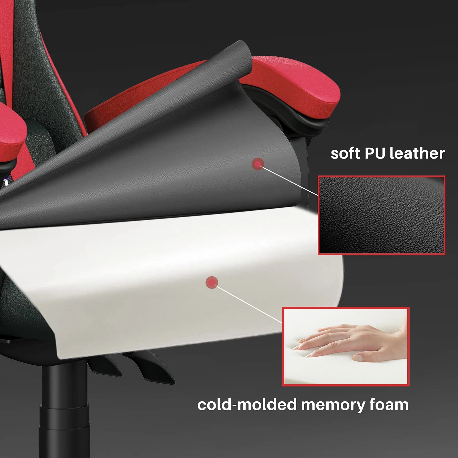 white LED gaming chair - RGB Reclining PU Leather