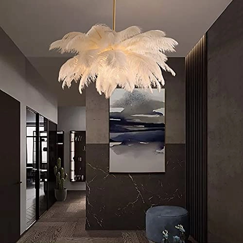 Feather Chandelier - E14+LED Pink 100*65cm