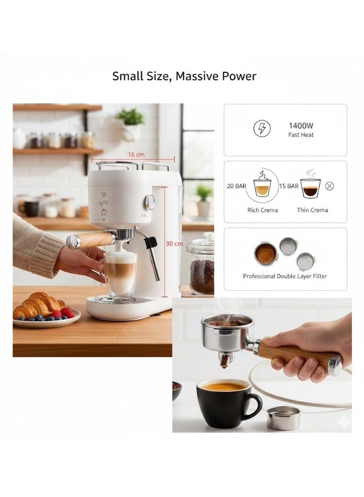 20 Bar Espresso Machine - Automatic Milk Frother Compact
