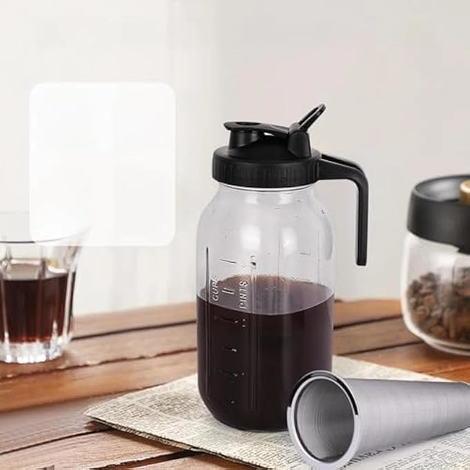 Cold Brew Mason Jar Pitcher - 64Oz Stainless Steel Mesh Filter