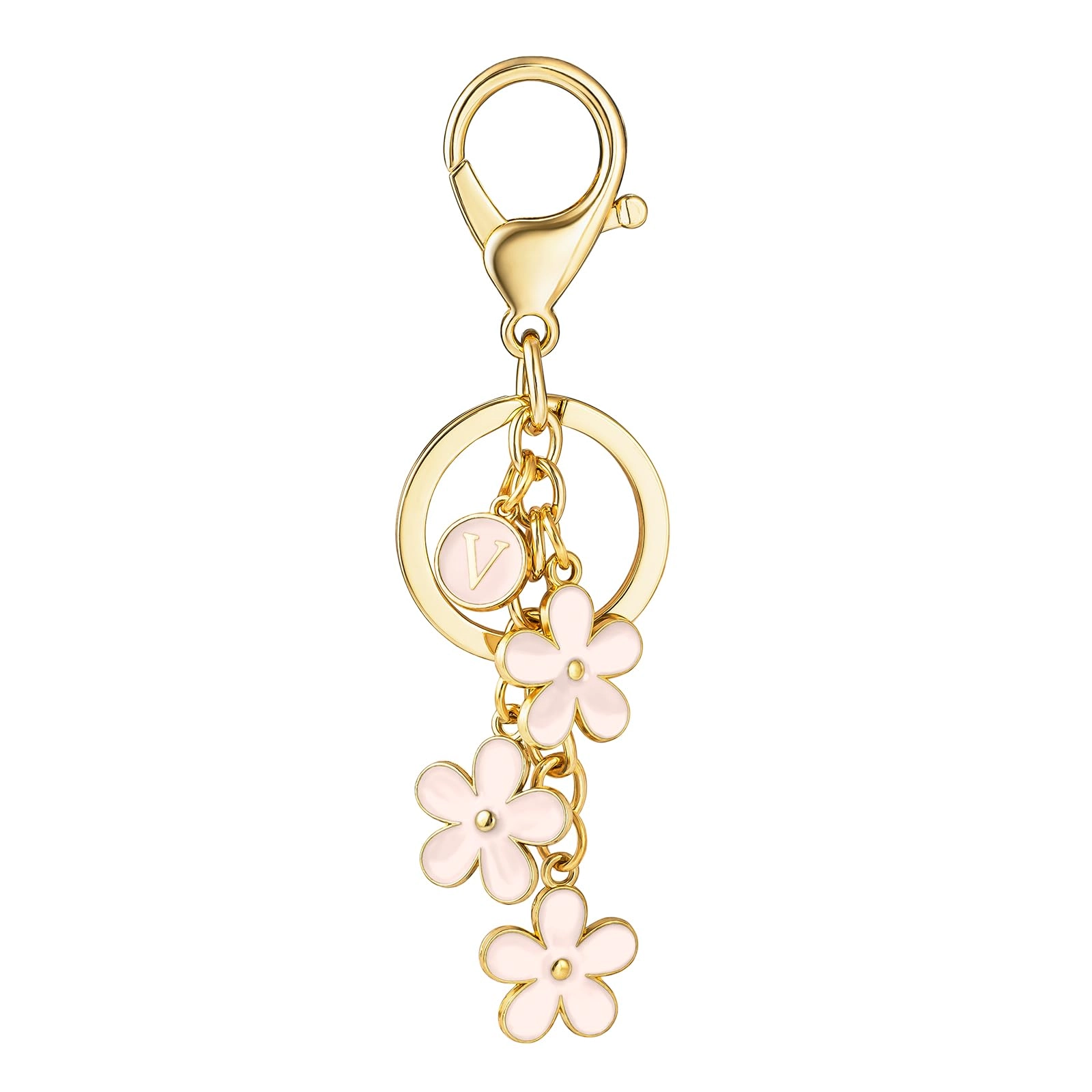 Initial Keychain - Floral