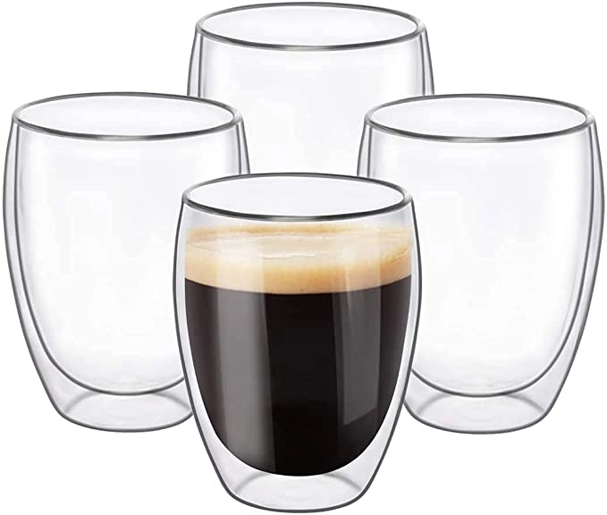 Lushh Double Walled Glass Tumbler - 4 pcs - 350 ml