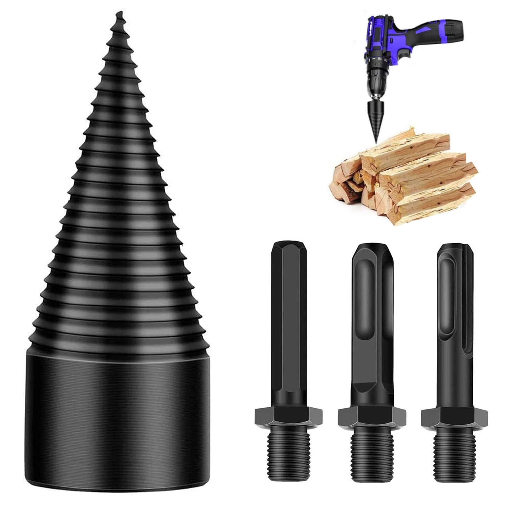 Zoonvii Wood Splitter Screw Cone - Carbon Steel 1 32 Millimeters
