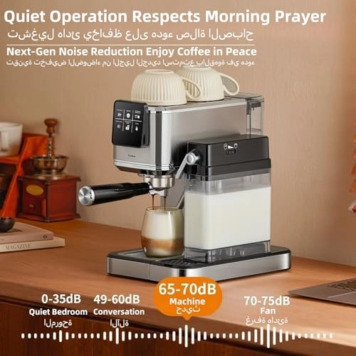 20-Bar Semi-Automatic Coffee Machine - Grinder Milk Frother