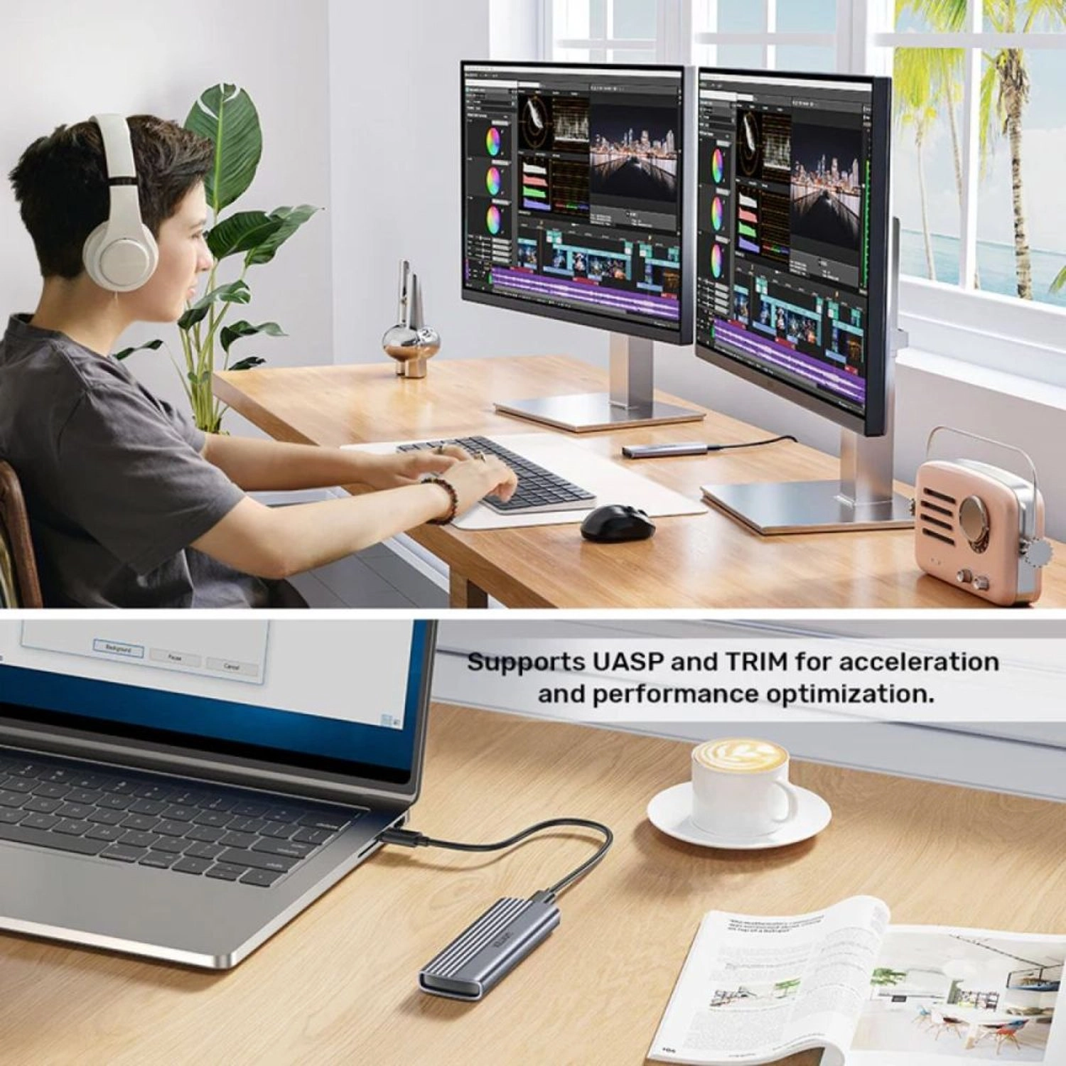 M.2 PCIe NVMe SSD Enclosure - 10Gbps USB-C M.2 NVMe M-Key 2230/2242/2260/2280