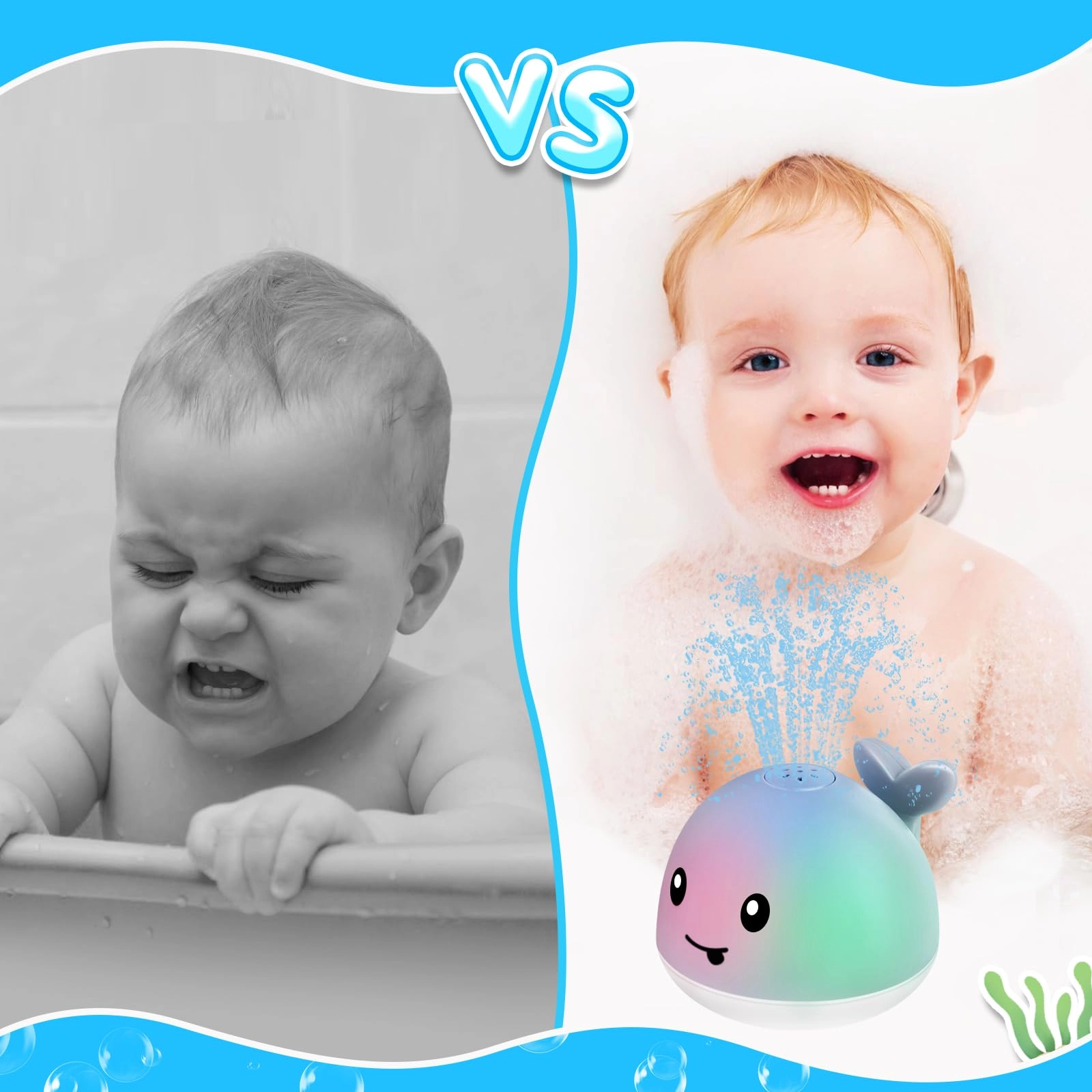 Whale Bath Toy - Light Up Rechargeable Sprinkler