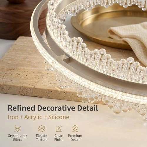 Round LED Chandelier - 3000K–6000K Dimmable