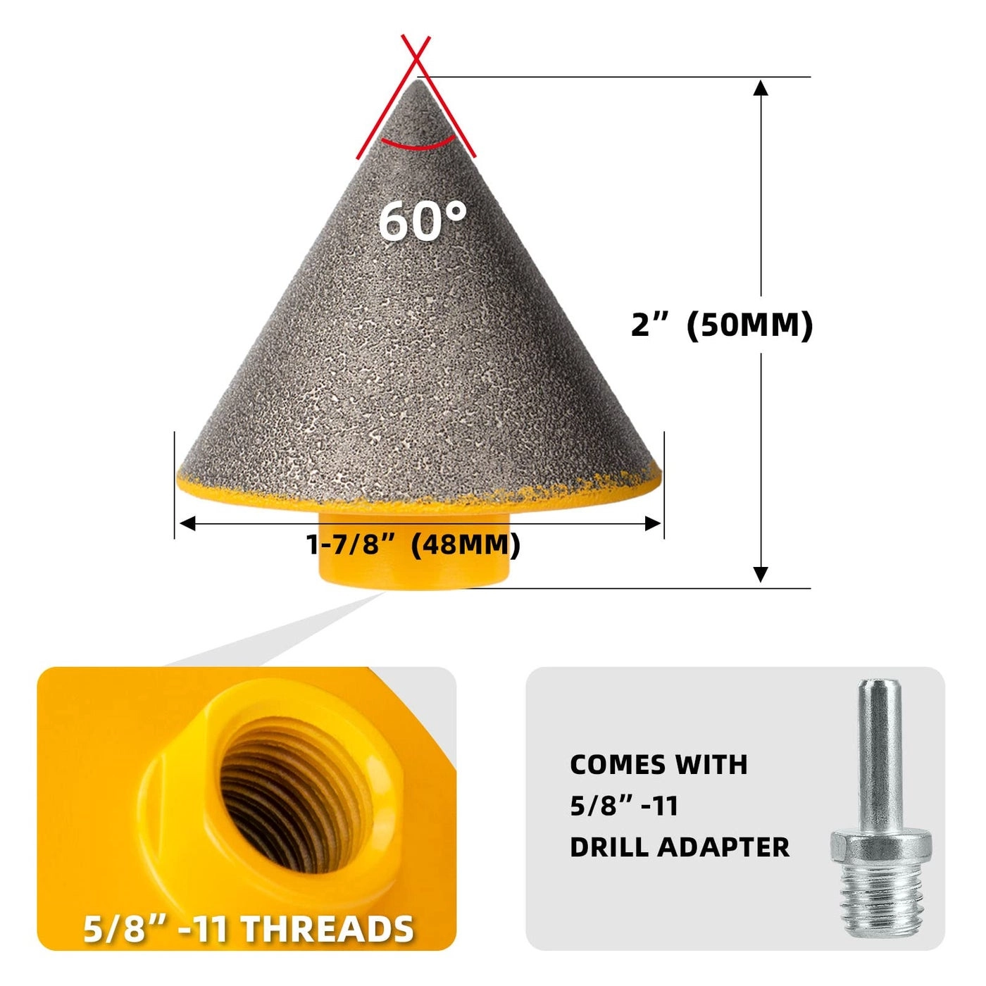 Diamond Countersink Drill Bit - Diamond 1-7/8"(48mm)