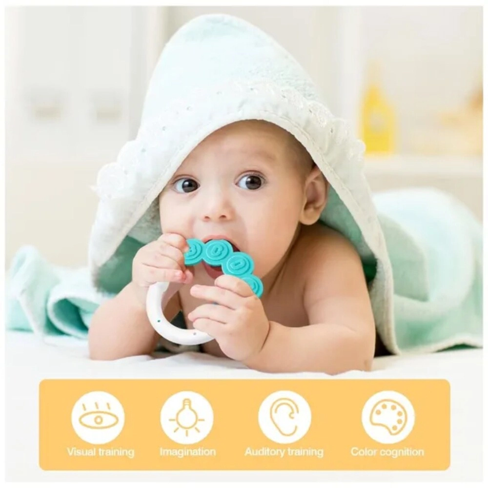 Baby Paw Teether - with Rattle Blue