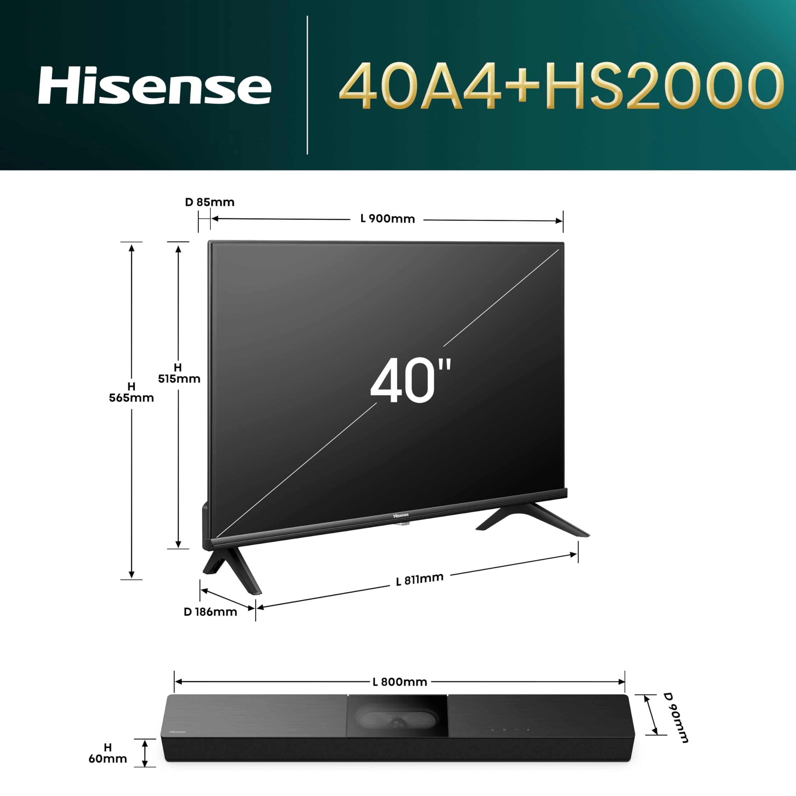 40A4NTUK - 40 inches + HS2000