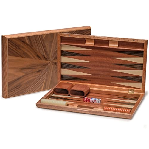 Wood Inlay Backgammon Game Set - Brown Acrylic