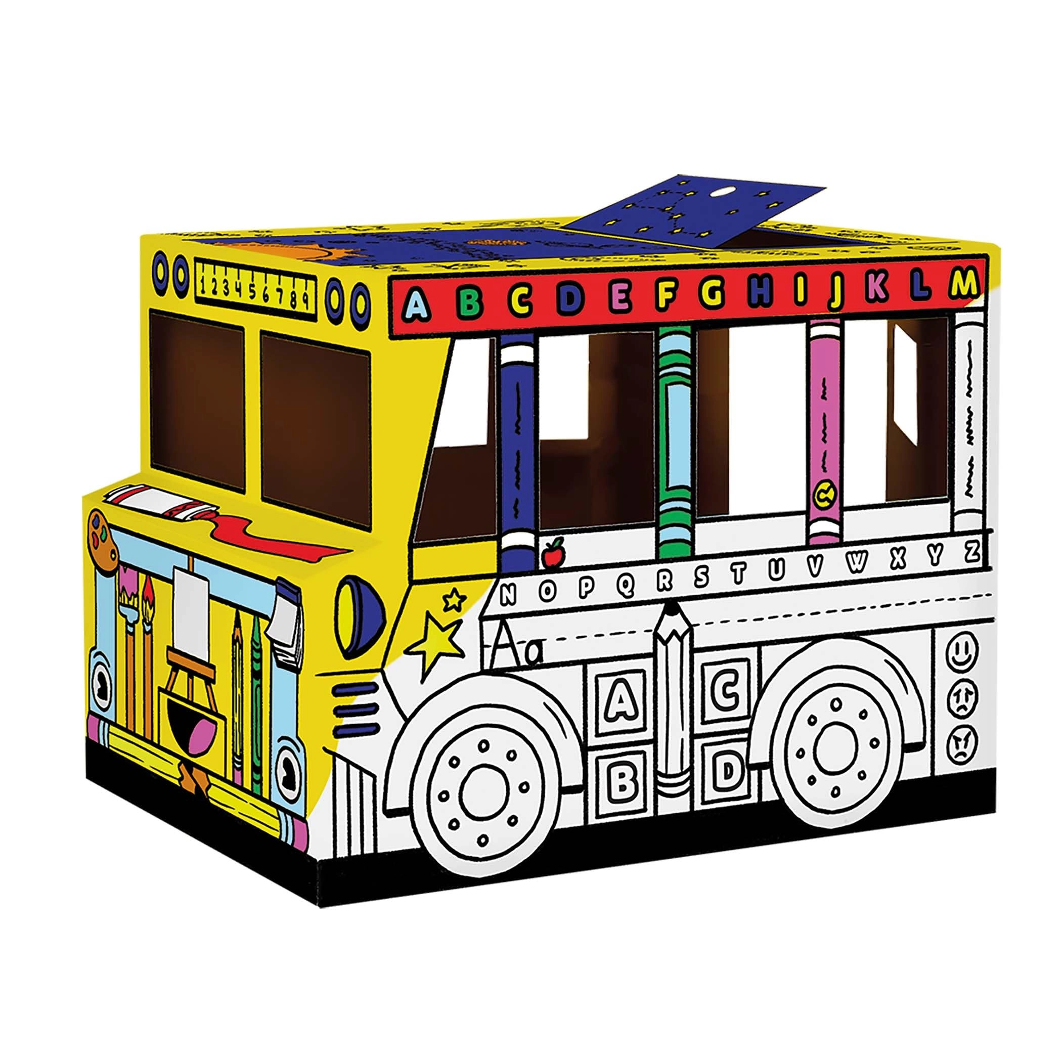 Fellowes Colour-In School Bus Cardboard Playhouse