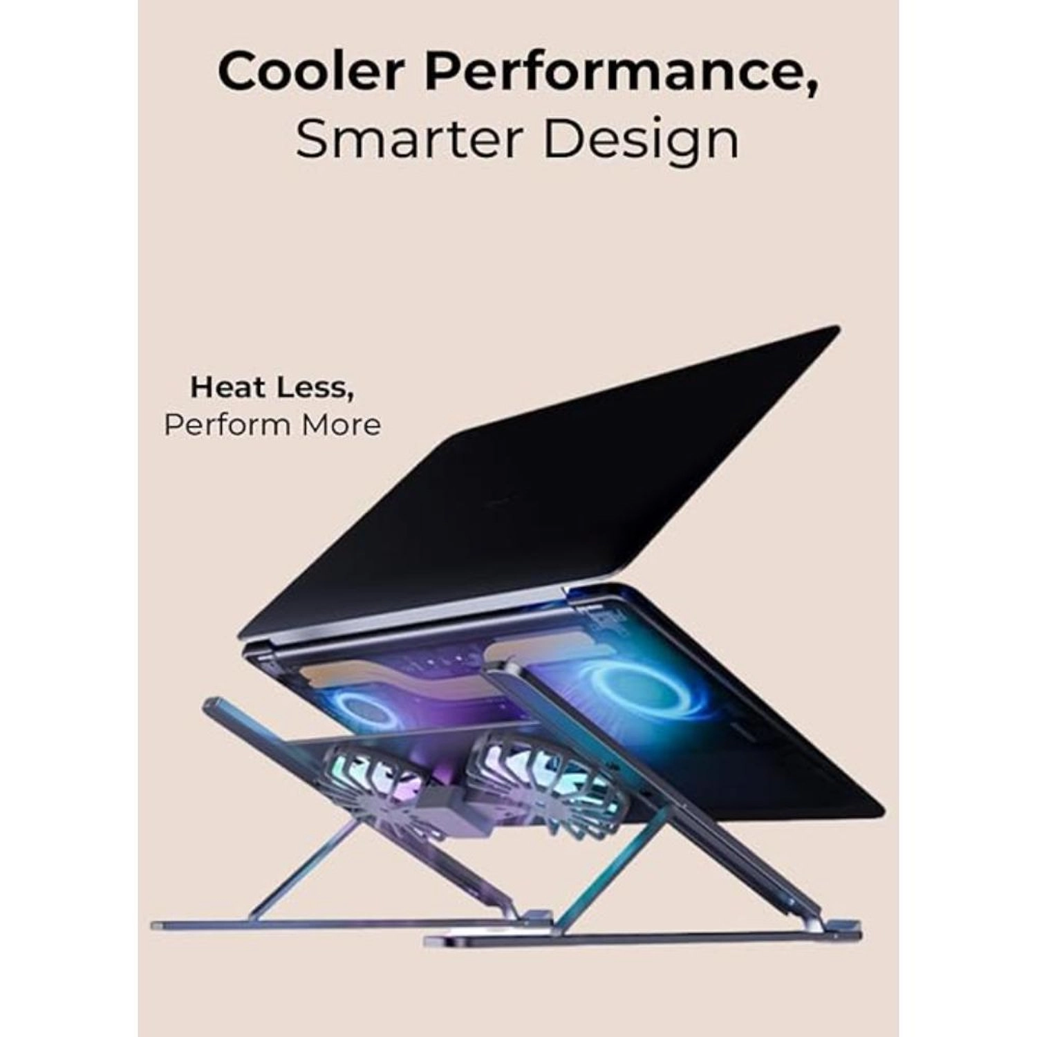 Foldable Laptop Stand - With Fan Grey