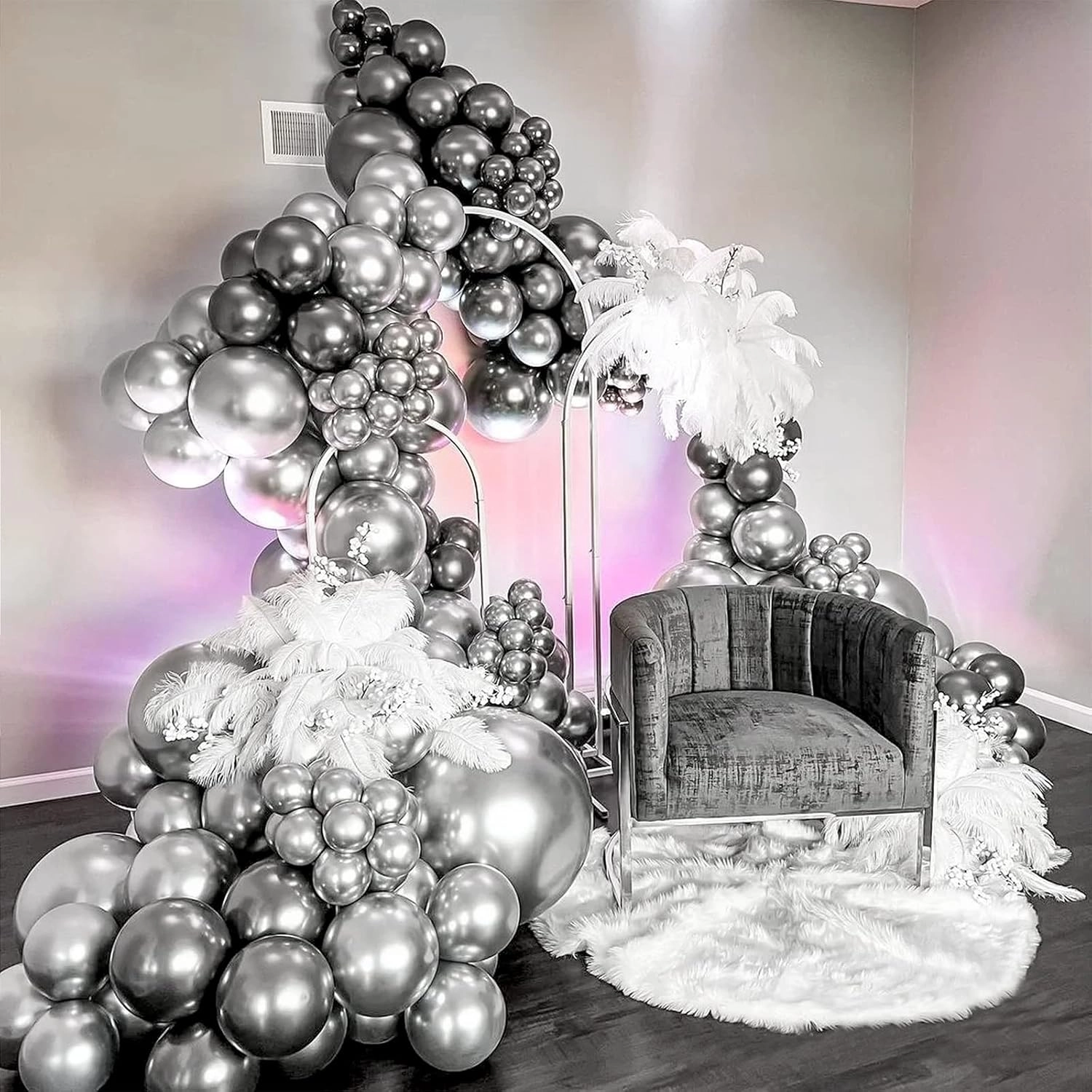 Metallic Silver Balloons - 100 Pack Birthday