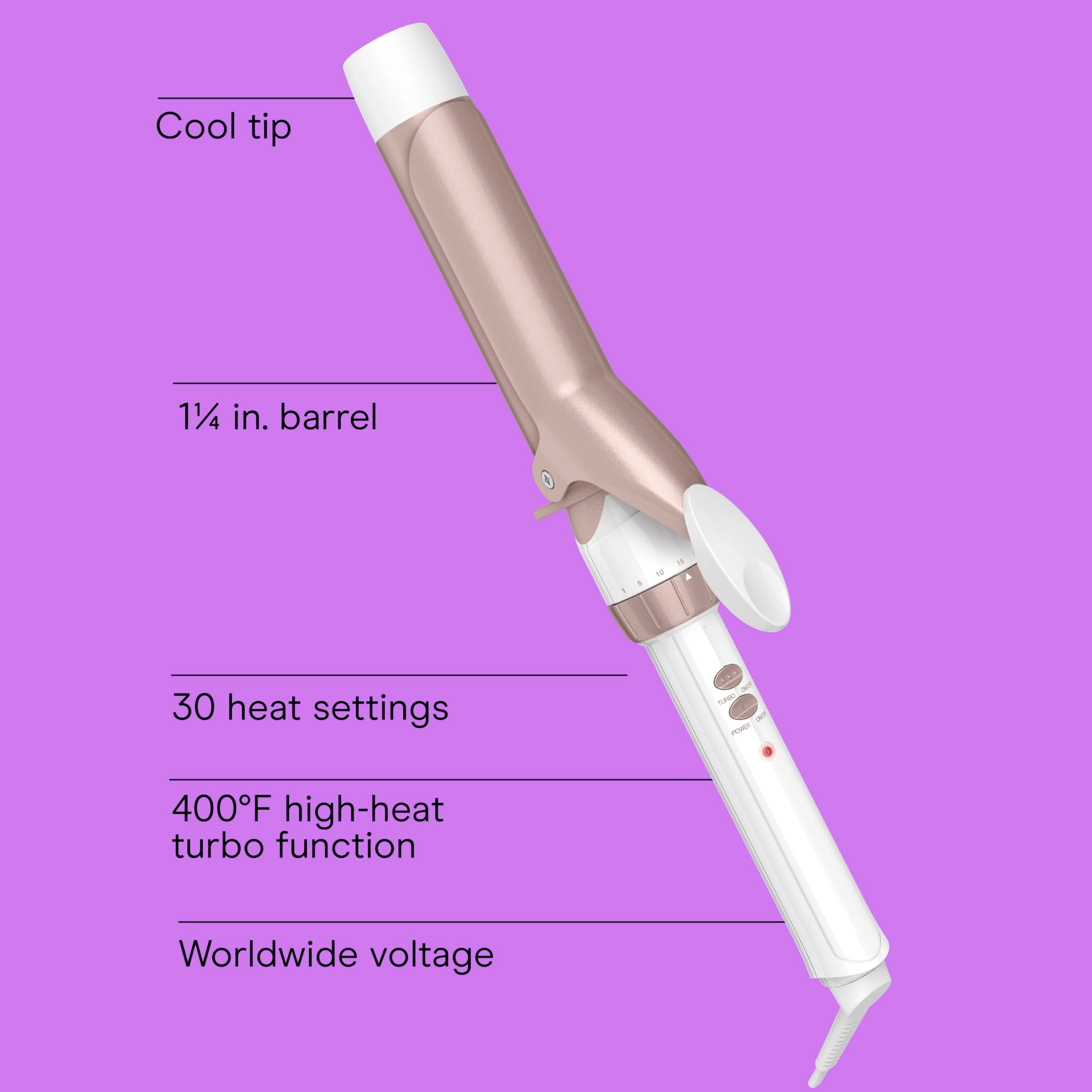 Double Ceramic Curling Iron - 1.25 Inch 30 Heat Settings