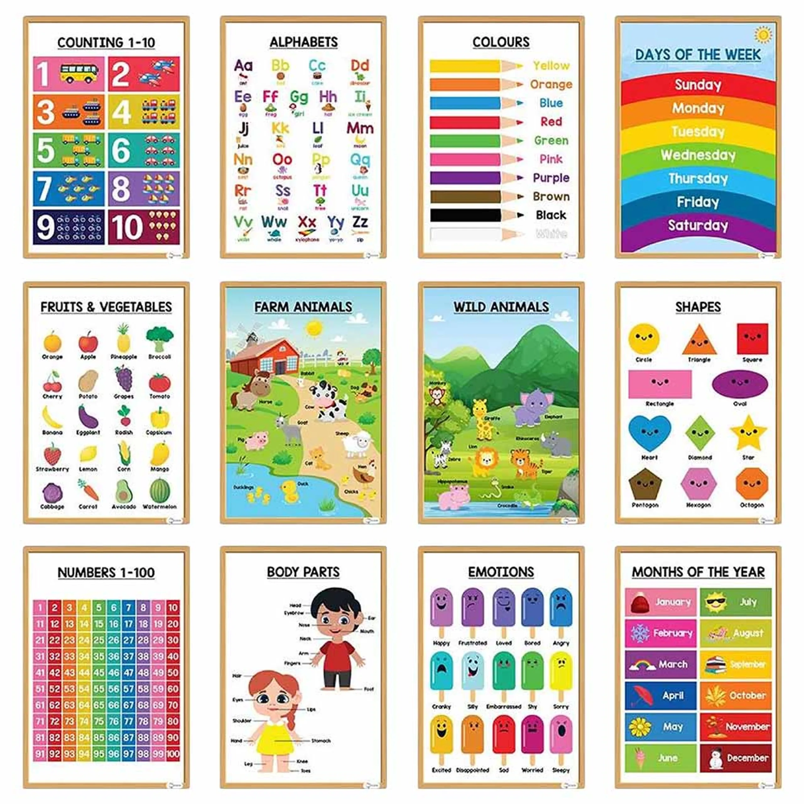 ESSEN Arabic Educational Preschool Posters Chart - thick paper card 44.6 x 33 x 0.9 cm